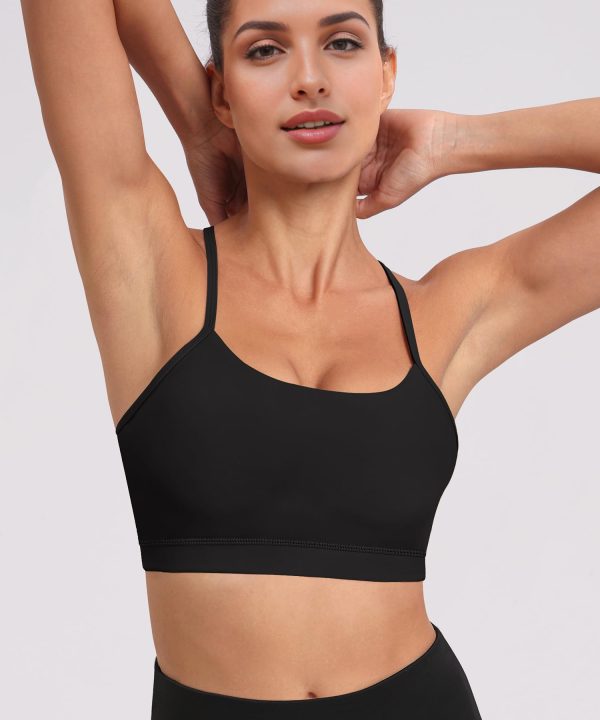 61VzOQCX9oL.jpg Spaghetti Strap Padded Sports Bras for Women - Y Back Yoga Workout Tops (3 Pack)