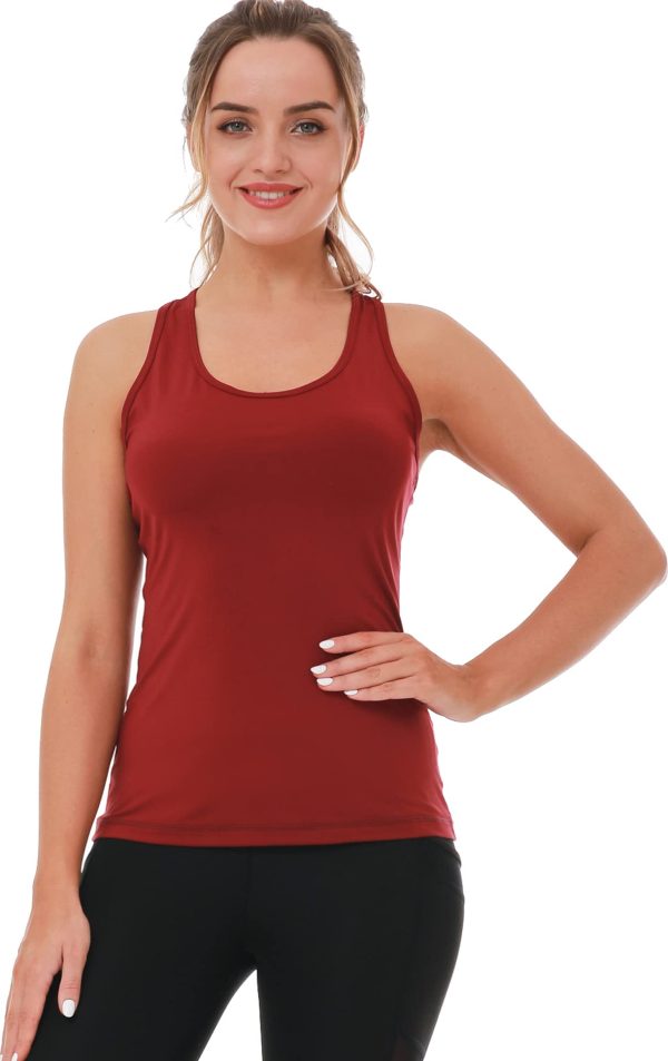 61XAGVsgPcL.jpg 6 or 5 Pack Workout Tank Tops for Women, Athletic Racerback Sports Tank Tops, Compression Sleeveless Dry Fit Shirts