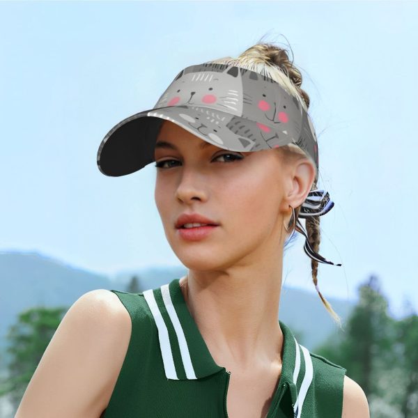 61XBDZVPgTL.jpg Cat Pattern Sport Sun Visor Hat Adjustable Empty Top Baseball Cap Outdoor Travel Beach Ball Caps for Women and Men