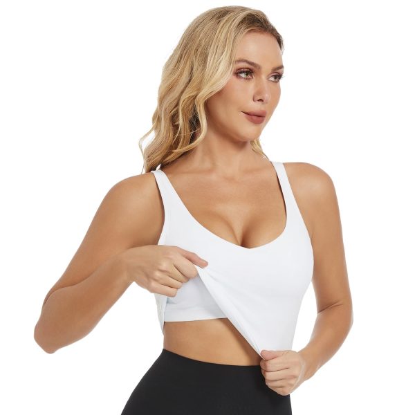 61Z2iVz-xlL.jpg Longline Sports Bras for Women Padded Tank Tops with Built in Bra Yoga Workout Tops Running Sports Bra Tank