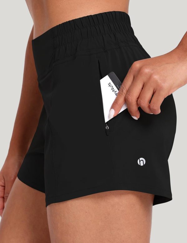 61doFP0FH7L.jpg Agile Running Shorts for Women, High Waisted Athletic Shorts Lined Workout Shorts with Zipper Pocket 4"