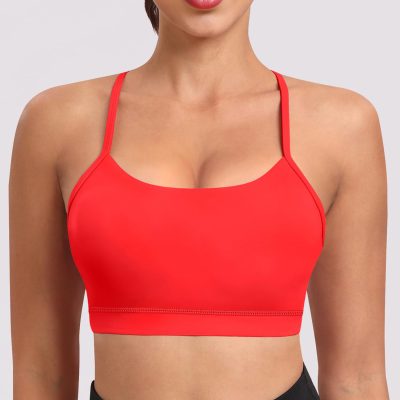 Spaghetti Strap Padded Sports Bras for Women - Y Back Yoga Workout Tops (3 Pack)