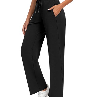 2 Pack Women Sweatpants Drawstring Waist Loose Yoga Baggy Joggers Casual Wide Leg Pants with Pockets