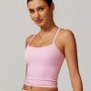 Womens Longline Sports Bras Cross Back Active Gym Yoga Padded Workout Crop Tank Top with Built in Bra