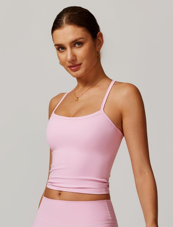 61fqn5XcZrL.jpg Womens Longline Sports Bras Cross Back Active Gym Yoga Padded Workout Crop Tank Top with Built in Bra