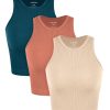 3-Pack Seamless Crop Tank for Women Ribbed Soft High Neck Cropped Tops