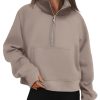 Womens Sweatshirts Half Zip Cropped Pullover Fleece Quarter Zipper Hoodies 2025 Fall Fashion Outfits Clothes