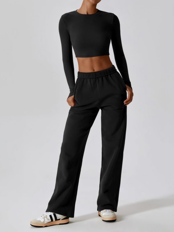 61hTAw1BuaL.jpg Womens Straight Leg Sweatpants Cotton High Waisted Baggy Athletic Joggers Lounge Pants with Pockets