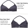 Halter Sports Bras for Women Padded Strappy Bra Open Back Workout Gym Crop