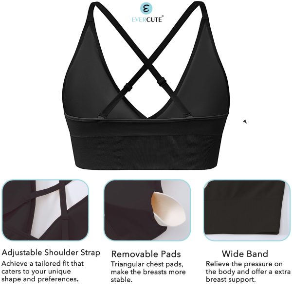 61kgffgx7GL.jpg Women's Sports Bras Adjustable Deep V Neck Bras Wireless Spaghetti Strap Criss Cross Padded Low Support Sexy Bras