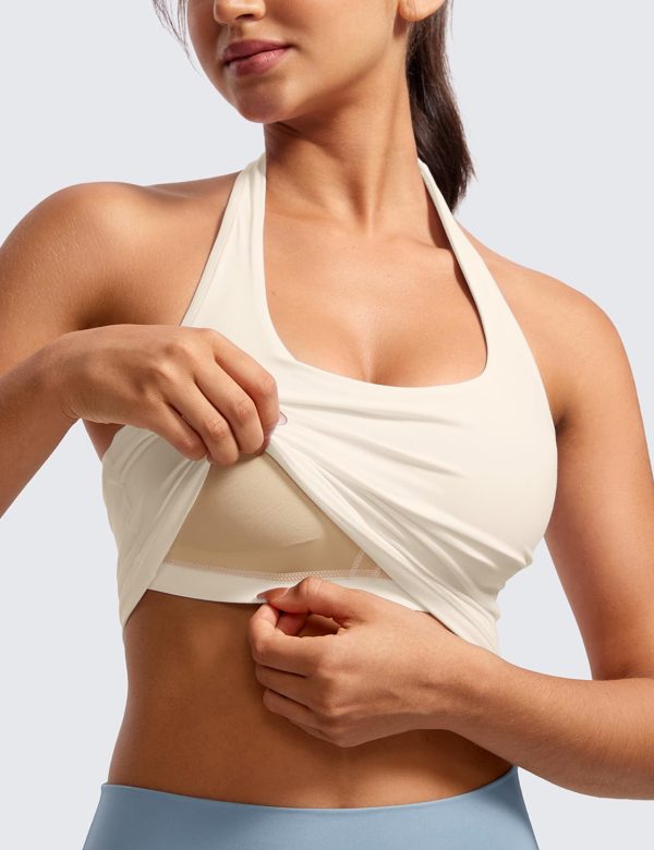 61kr4udTULL.jpg Womens Butterluxe Halter Longline Sports Bra - Padded Workout Yoga Crop Tops Tanks with Built in Pads