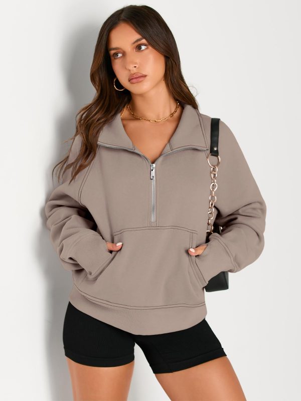 61m2IoqJ5YL.jpg Womens Sweatshirts Half Zip Cropped Pullover Fleece Quarter Zipper Hoodies 2025 Fall Fashion Outfits Clothes