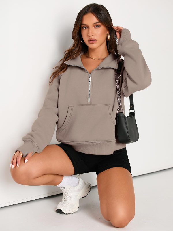 61ndr7jpLML.jpg Womens Sweatshirts Half Zip Cropped Pullover Fleece Quarter Zipper Hoodies 2025 Fall Fashion Outfits Clothes