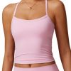 Womens Longline Sports Bras Cross Back Active Gym Yoga Padded Workout Crop Tank Top with Built in Bra