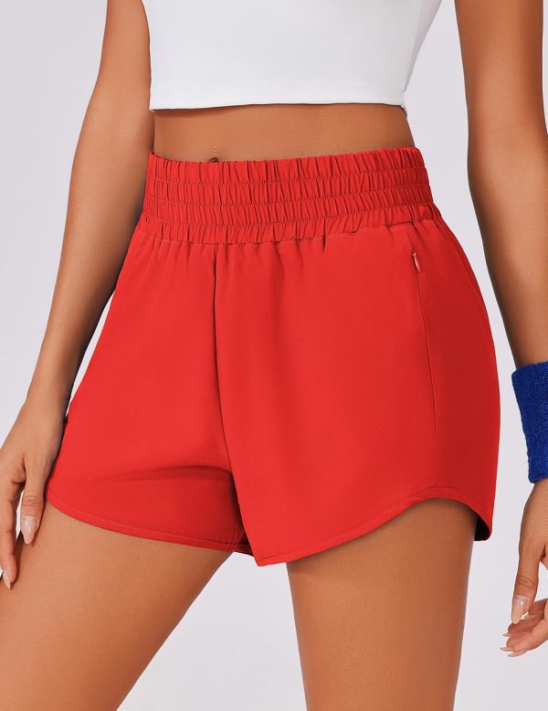 61oVntHrxgL.jpg High Waisted Running Shorts for Women 3" Inseam Mesh Liner Quick Dry Sport Athletic Workout Shorts with Zip Pockets