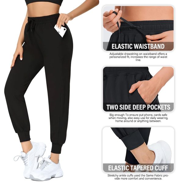 61oj8n3R53L.jpg 2 Pack Women's Joggers with Pockets Tapered Sweatpants for Women Lounge Workout Jogging Pants for Yoga Running