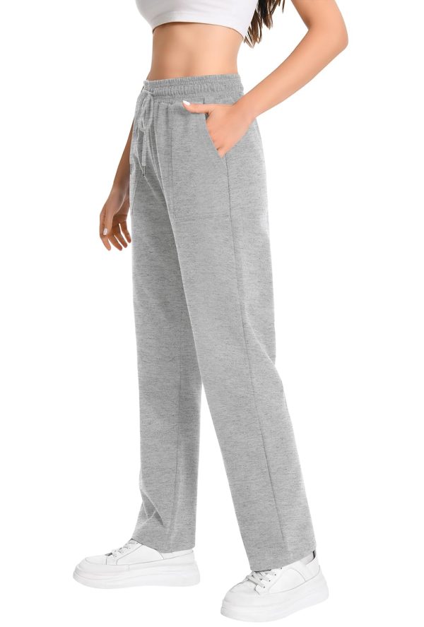 61pCKT1PUL.jpg Widen Waistband Sweat Pants for Women Exposed Pockets Lounge Sweatpants Straight Leg Pants 29???? Inseam