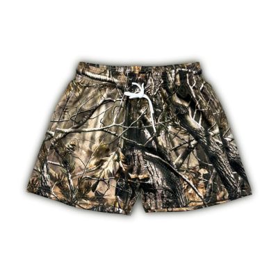 Men's Real Tree Print Mesh Shorts Lightweight Breathable Quick-Dry Running Gym Shorts for Outdoor Casual Wear