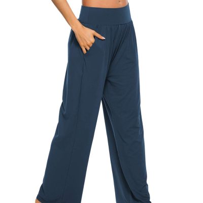 Womens Yoga Sweatpants Comfy Loose Casual Wide Leg Lounge Joggers Pants with Pockets