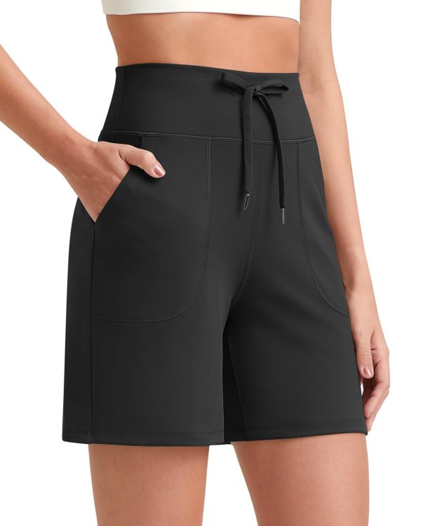 61vSbsA7U3L.jpg Women's Athletic Running Shorts High Waisted Bermuda Summer Casual Shorts for Golf Yoga with Pockets