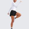 Athletic Running Shorts for Women V Split Low Waisted Lightweight Gym Workout Athletic Shorts with Liner
