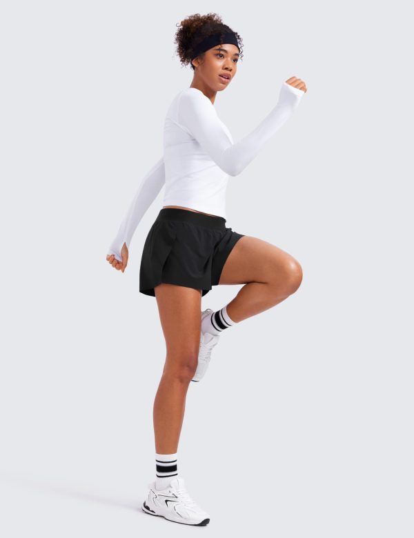 61w8QfLBKwL.jpg Athletic Running Shorts for Women V Split Low Waisted Lightweight Gym Workout Athletic Shorts with Liner