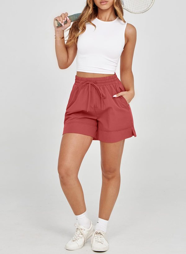 61wLqMCjy9L.jpg Athletic Shorts for Women Gym Workout Running Shorts Quick Dry with Zipper Pockets Elastic High Waisted Fitness