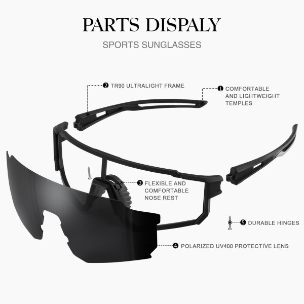 61wNdvB-05L.jpg Polarized Sport Sunglasses for Men and Women, Lightweight TR90 Sun Glasses with UV Protection for Cycling Running