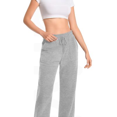 Widen Waistband Sweat Pants for Women Exposed Pockets Lounge Sweatpants Straight Leg Pants 29???? Inseam