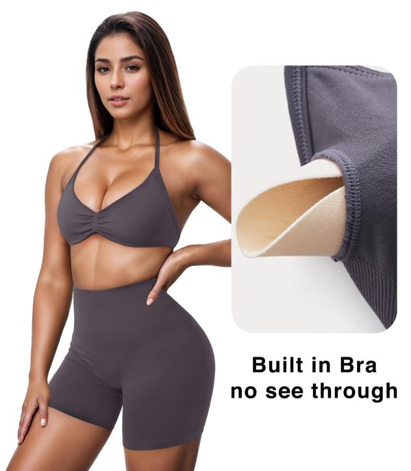 61wlfJkX34L.jpg Halter Sports Bras for Women Padded Strappy Bra Open Back Workout Gym Crop