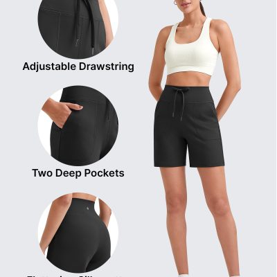 Women's Athletic Running Shorts High Waisted Bermuda Summer Casual Shorts for Golf Yoga with Pockets