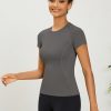 Womens Workout Tops Short Sleeve Raglan Athletic Shirts Yoga Gym Crewneck Quick Dry Tshirts