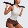 Cloudweight Womens Ruched Tank High Neck Workout Fitted Tops Basic Yoga Athletic Sleeveless Shirts