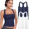 Womens 2PK Square Neck Tank Tops Long Seamless Workout Racerback Y2K Shirt 2025 Trendy Going Out Basic Fitted Cami