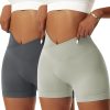 2 Pack Workout Gym Shorts for Women High Waisted Booty V Cross Biker Shorts Scrunch Butt Athletic Yoga Shorts