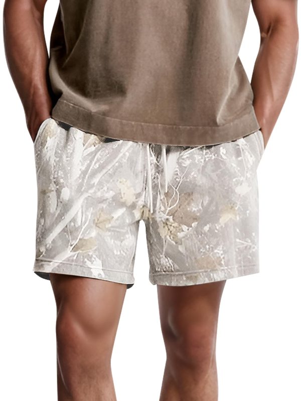 712xcMMpDCL.jpg Camo Sweats Shorts for Men Women Elastic Waist Drawstring Camouflage Workout Shorts Maple Leaf Athletic Gym Shorts