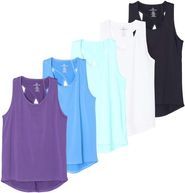 713cy7Rhd8L.jpg 5 Pack: Women's Crossback Keyhole Open Back Workout Tank Top Dry-Fit Sleeveless Yoga Gym (Available in Plus)