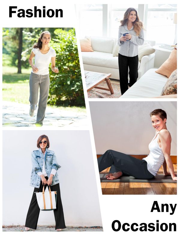713hO7FaBIL.jpg 1/4 Pack Women's Wide Straight Leg Sweatpants, Cotton Baggy Lounge Sweat Pants, Casual Athletic Fit