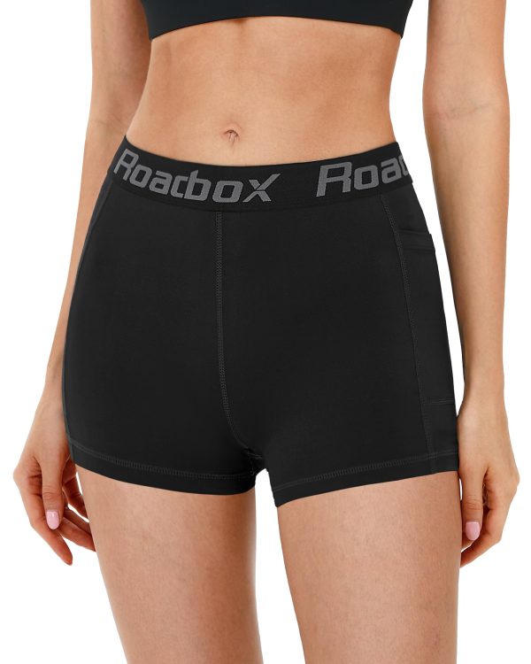 7143-reN9aL.jpg 4" Women's Spandex Compression Shorts, 3 Pack Volleyball Shorts Athletic Biker Shorts for Workout Running Gym Yoga