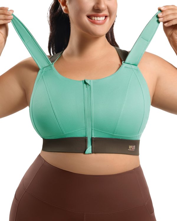 715ZeaSDXL.jpg High Impact Zip Front Adjustable Sports Bra No Bounce Criss Cross Plus Size Bras for Women Workout Running