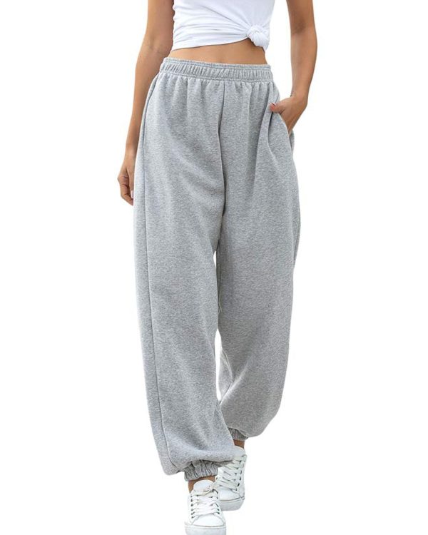716Ii0Y46L.jpg Women Sweatpants Baggy High Waisted Cinch Bottom Athletic Joggers Sweat Pants with Pockets