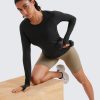 Womens Seamless Workout Long Sleeve Shirts Quick Dry Gym Athletic Tops Breathable Running Yoga T-Shirts