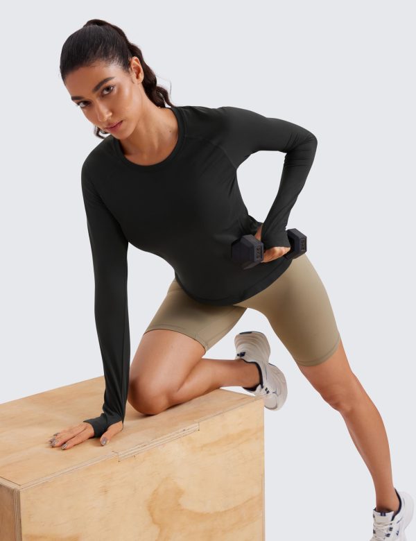 7177mN1rukL.jpg Womens Seamless Workout Long Sleeve Shirts Quick Dry Gym Athletic Tops Breathable Running Yoga T-Shirts