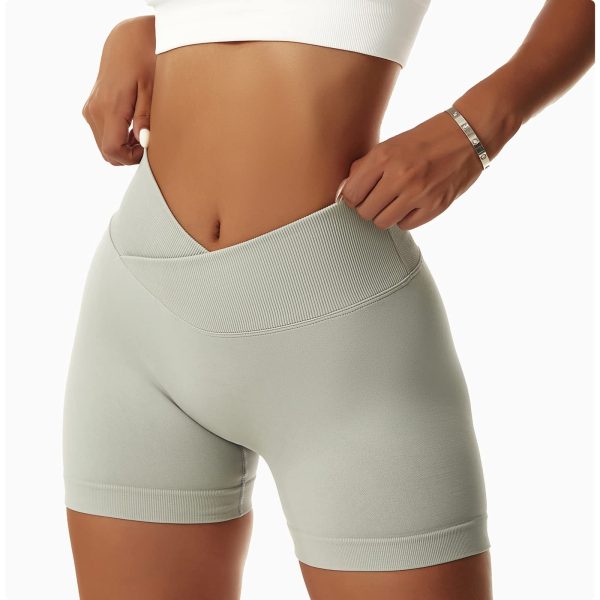 717Q4w70T-L.jpg 2 Pack Workout Gym Shorts for Women High Waisted Booty V Cross Biker Shorts Scrunch Butt Athletic Yoga Shorts