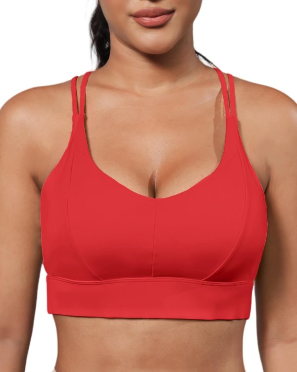 717kw9zI5FL.jpg Sports Bra for Women Strappy Medium Support Push Up Padded Sports Bra for Running Workout Bra Yoga Bra