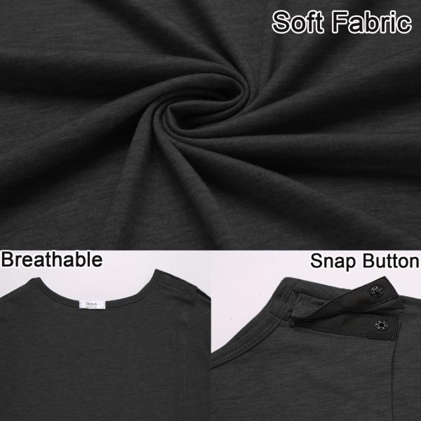 717ppJivjWL.jpg Unisex Post Surgery Shirt Open Back Hospital Shirts for Men Tear Away Snap Surgical Tops Soft Adaptive Clothing