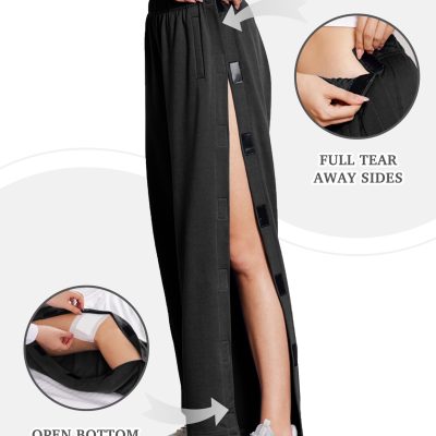 Deyeek Tear Away Pants for Women Side Snap Button Sweatpants Loose Fit Casual Post Surgery Adaptive Clothing with Pockets