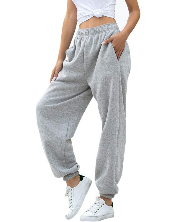 717w4XRUKpL.jpg Women Sweatpants Baggy High Waisted Cinch Bottom Athletic Joggers Sweat Pants with Pockets