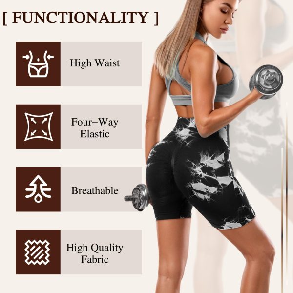 718BINPy9UL.jpg 4 Piece Women Workout Shorts Tie Dye High Waist Butt Lift Shorts Tight Women Workout Gym Yoga Sports Shorts