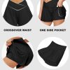 Crossover Athletic Shorts for Women 2 in 1 Flowy Running Shorts with Pockets Spandex Butterfly Workout Tennis Skorts